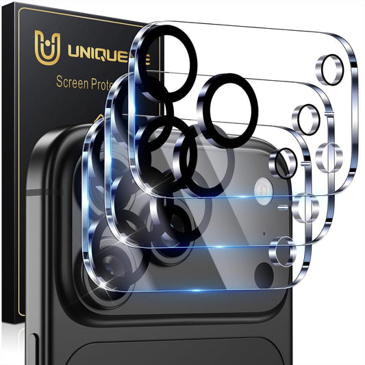 UniqueMe for iPhone 18 Pro Camera Lens Protector - 3 Pack Black Circle Ultra HD Tempered Glass, Full Coverage, Scratch-Resistant, Case Friendly, Perfect Fit Night Shooting Mode