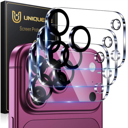 UniqueMe for iPhone 18 Pro Max Camera Lens Protector - 3 Pack Black Circle, Ultra HD Tempered Glass, Full Coverage, Scratch-Resistant, Case Friendly, Perfect Fit Night Shooting Mode