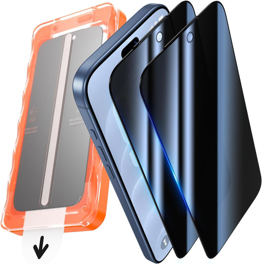 UniqueMe for iPhone 18 Pro Max Privacy Screen Protector - 2 Pack 20°Anti-Spy, 9H Tempered Glass, Full Coverage, Bubble-Free Installation, Automatic Dust Removal, Case Friendly